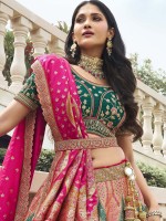 Peach Banarasi Silk Lehenga Choli